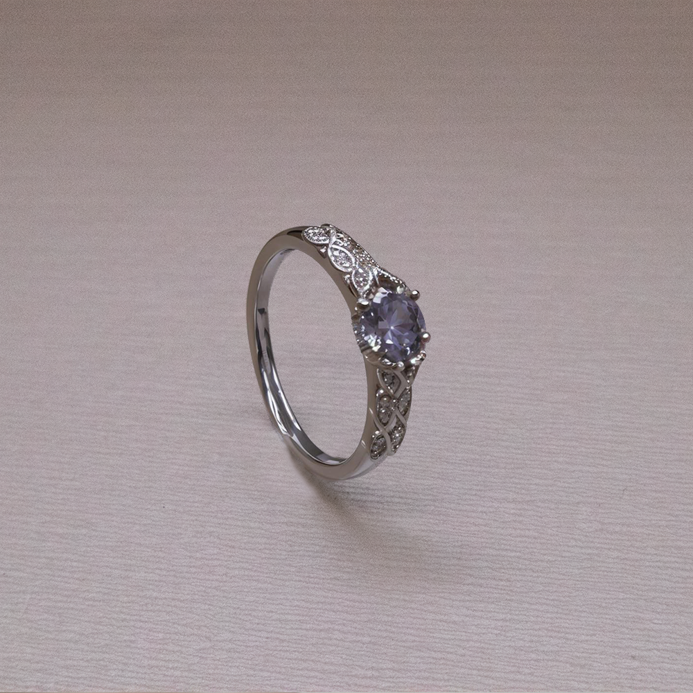 Vintage-Inspired Purple Zircon Ring – Romance in Refined Elegance