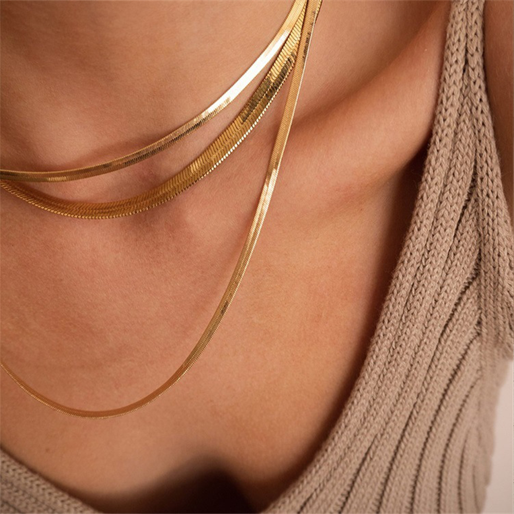 Elegant Herringbone Chain Necklace