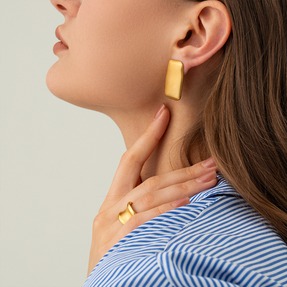 Minimally matte irregular rectangular earrings