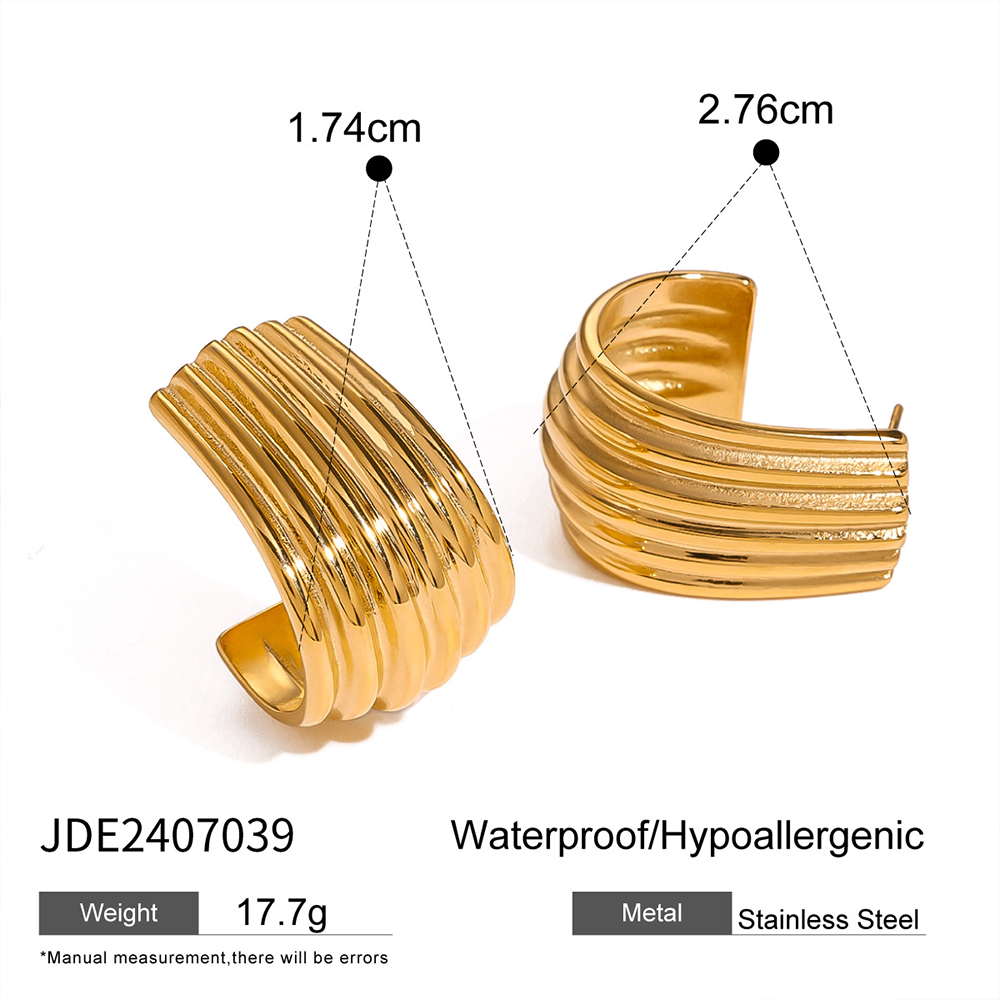 Modern Ripple Wide Hoop Earrings